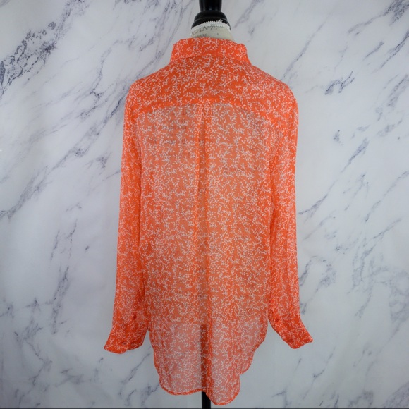Equipment | Essential Silk Shirt | Coral/Wht | XL - Picture 3 of 13